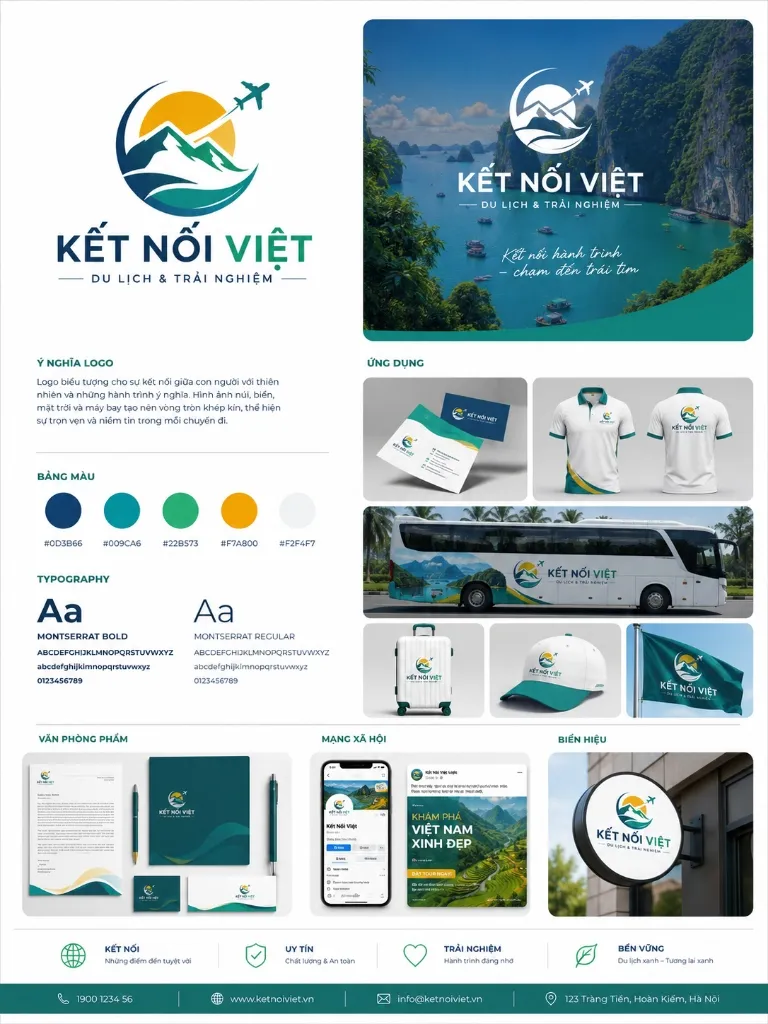 Thiết kế thương hiệu Nhận diện thương hiệu du lịch Kết Nối Việt chuyên nghiệp