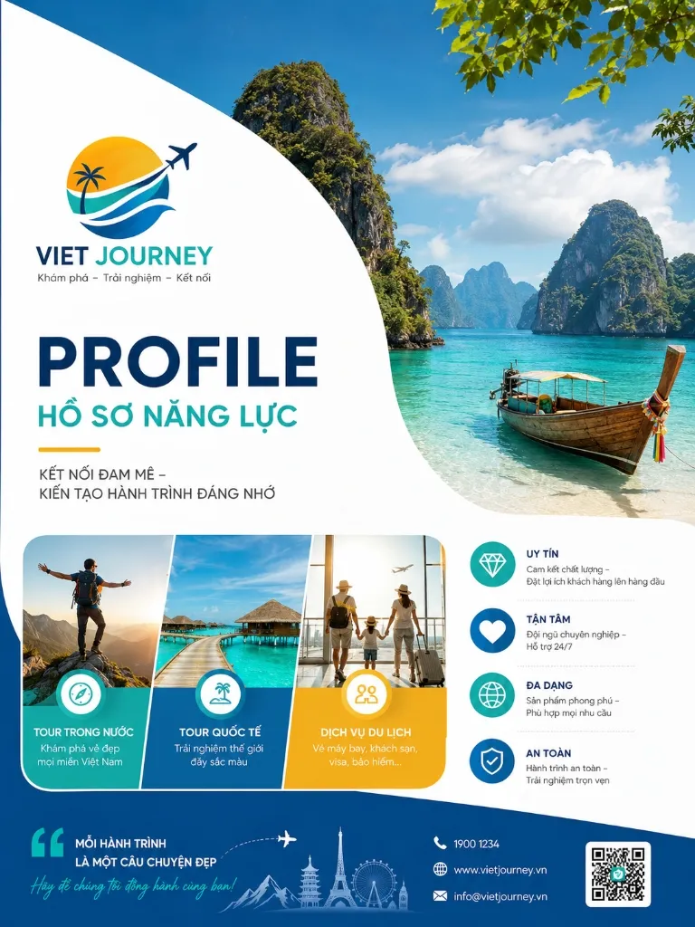 Thiết kế thương hiệu Profile công ty du lịch (Viet Journey) chuyên nghiệp