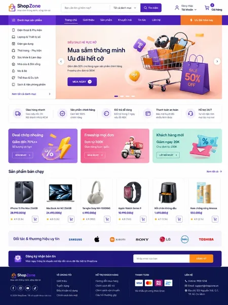 Mẫu Website mua sắm trực tuyến (ShopZone)