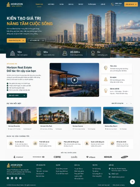 Mẫu Website bất động sản & dự án (Horizon)
