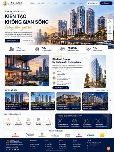 Mẫu Website bất động sản & đất nền (Starland)