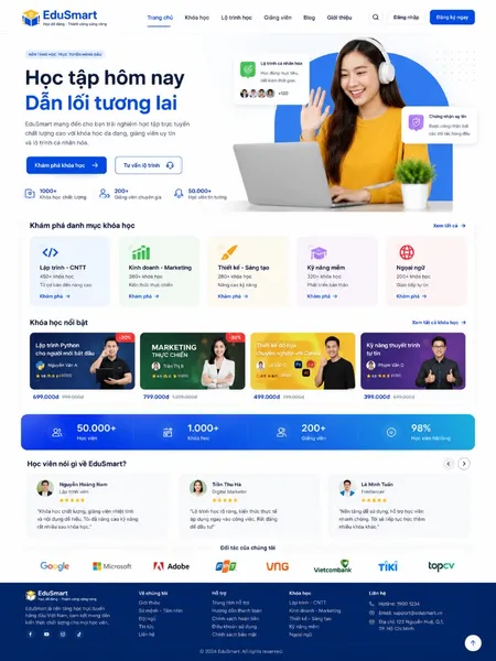 Mẫu Website khóa học trực tuyến (EduSmart V2)