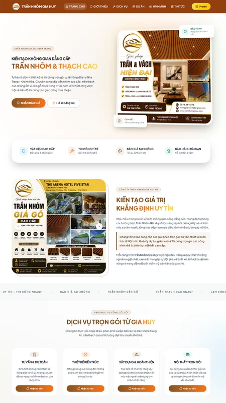 Mẫu Website Trần Nhôm & Thạch Cao (Gia Huy)