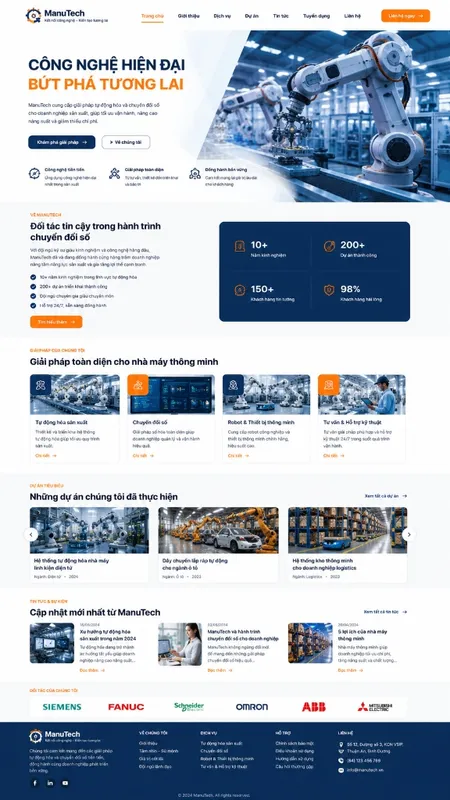 Mẫu Website cơ khí & tự động hóa (ManuTech)