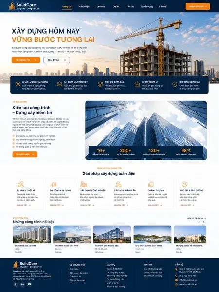 Mẫu Website thi công & xây dựng (BuildCore)