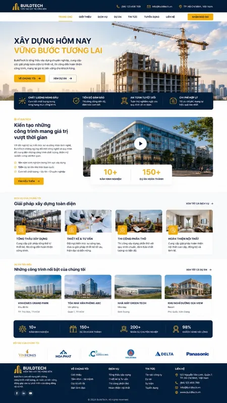 Mẫu Website thi công xây dựng (BuildTech)